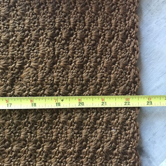 Handmade OS Crochet Boho Knit Brown Keyhole Back Poncho Fringe Hippie Festival - Picture 5 of 6